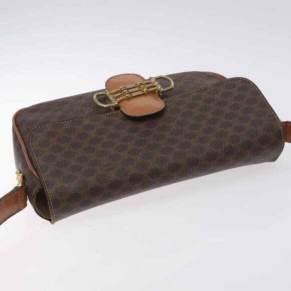 CELINE Macadam Canvas Shoulder Bag Pvc Leather Brown Gold - Picture 6 of 13